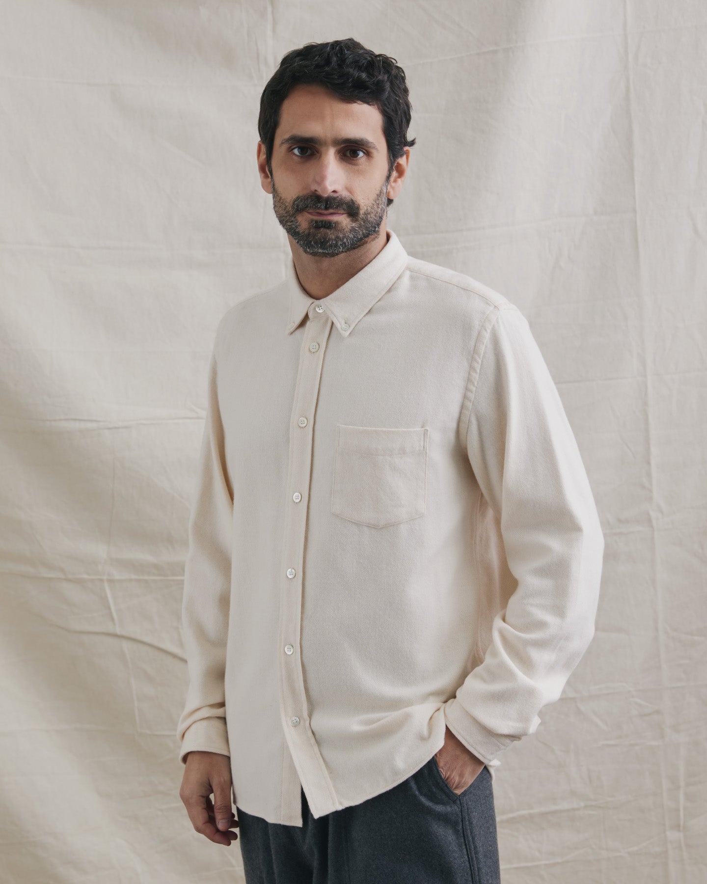 Branco Ecru Herringbone