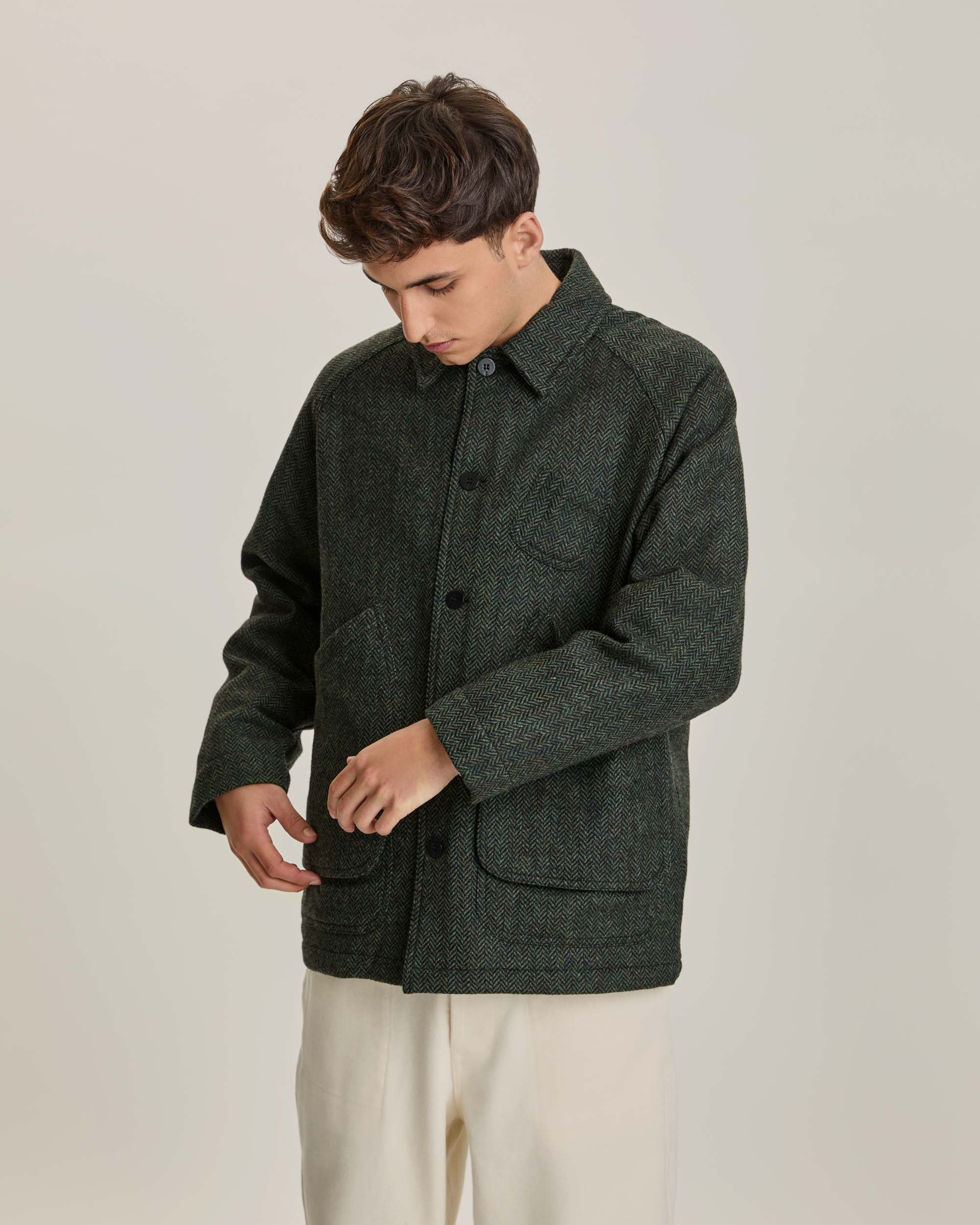 Mantero Black/Green Herringbone