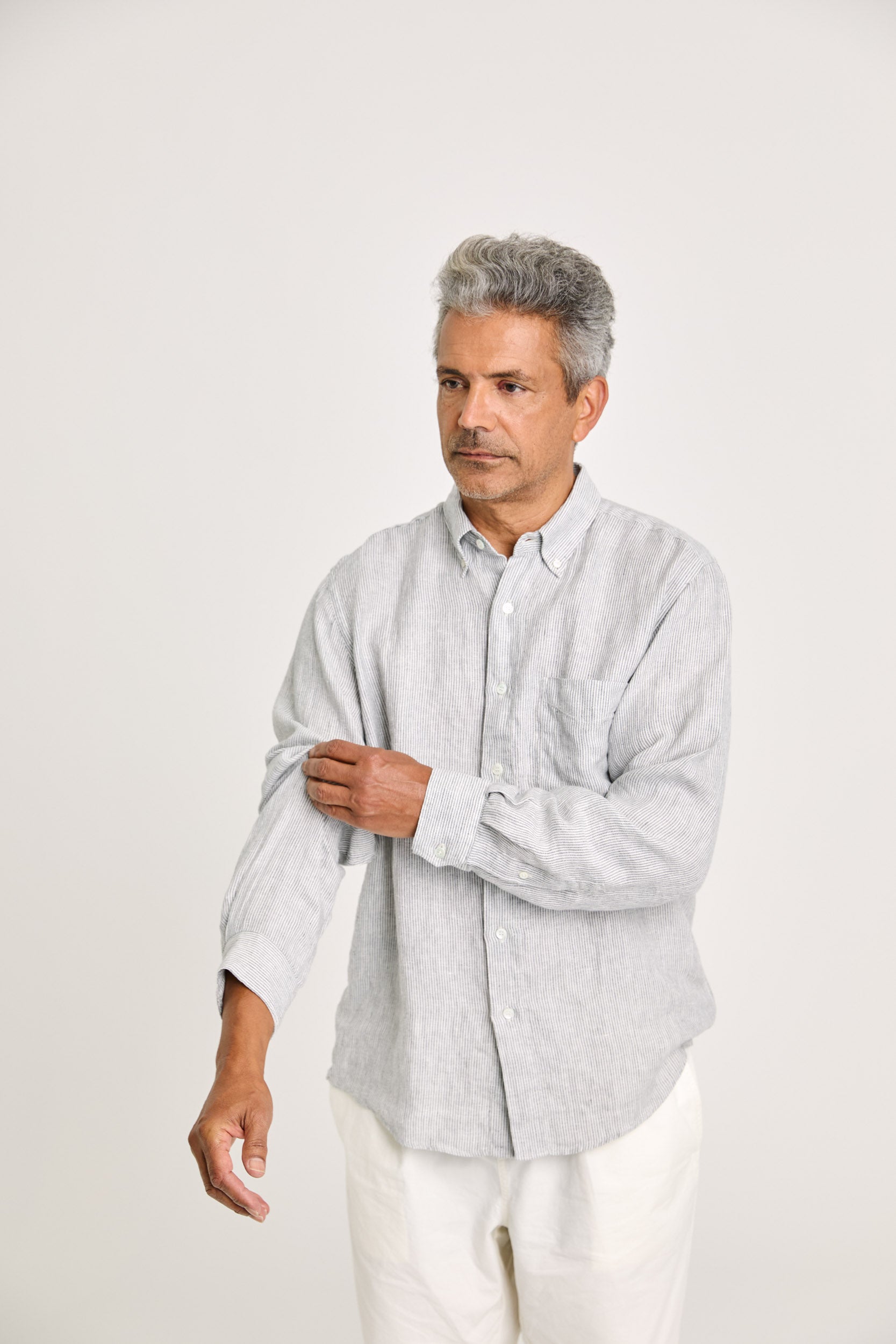 Bastos Smoked Pearl Linen Stripes
