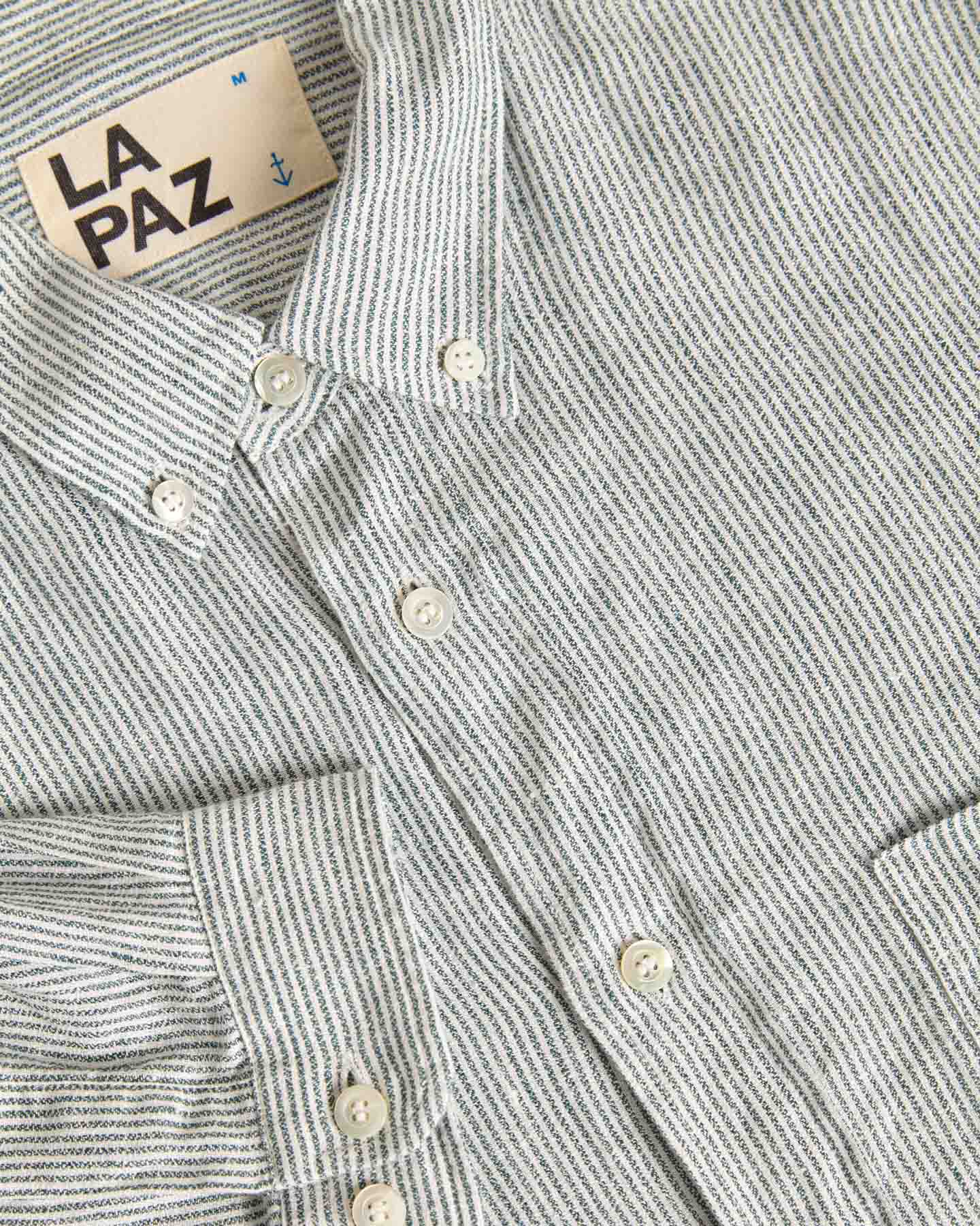 Branco Green Stripes Linen